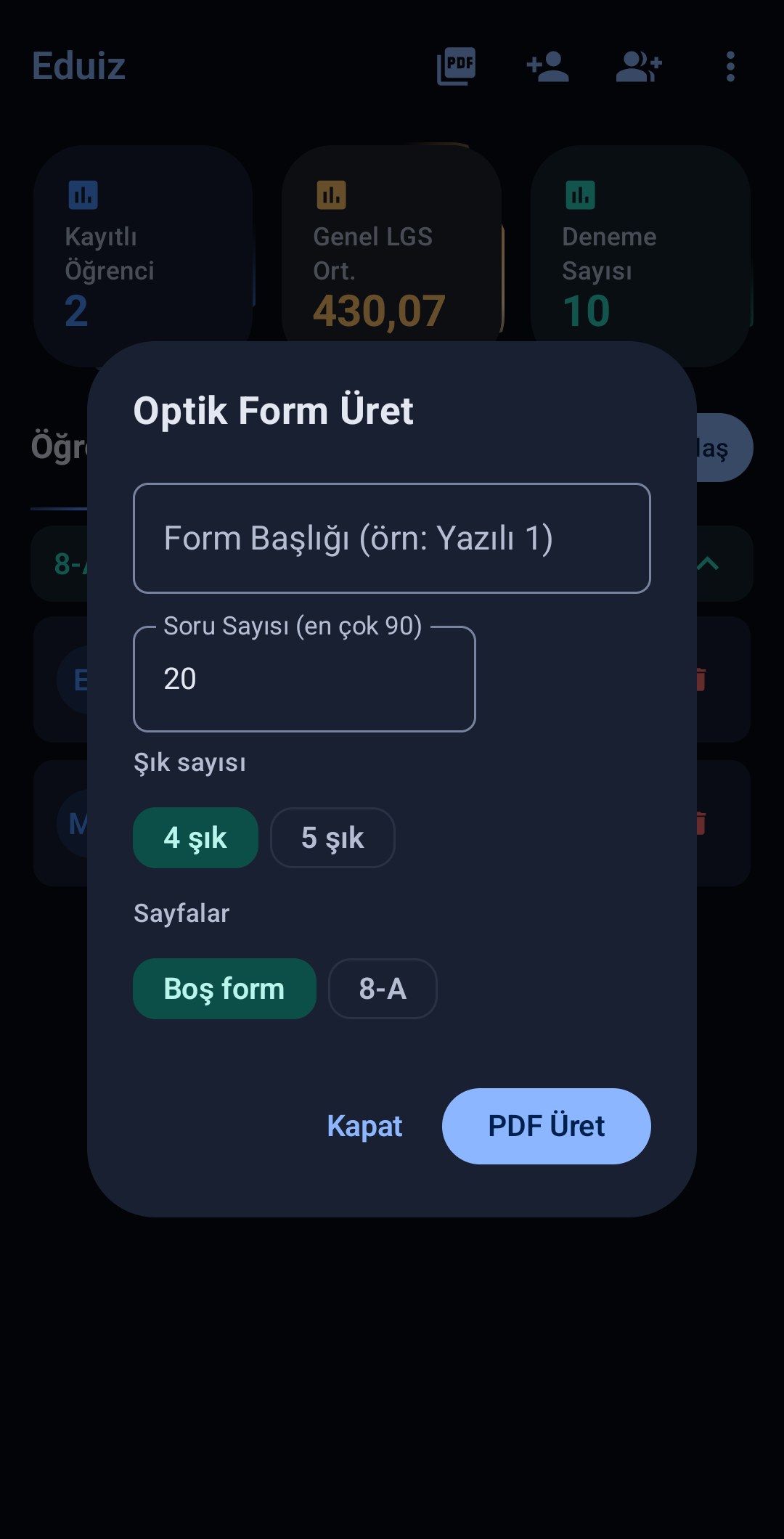 Eduiz ekranı 3