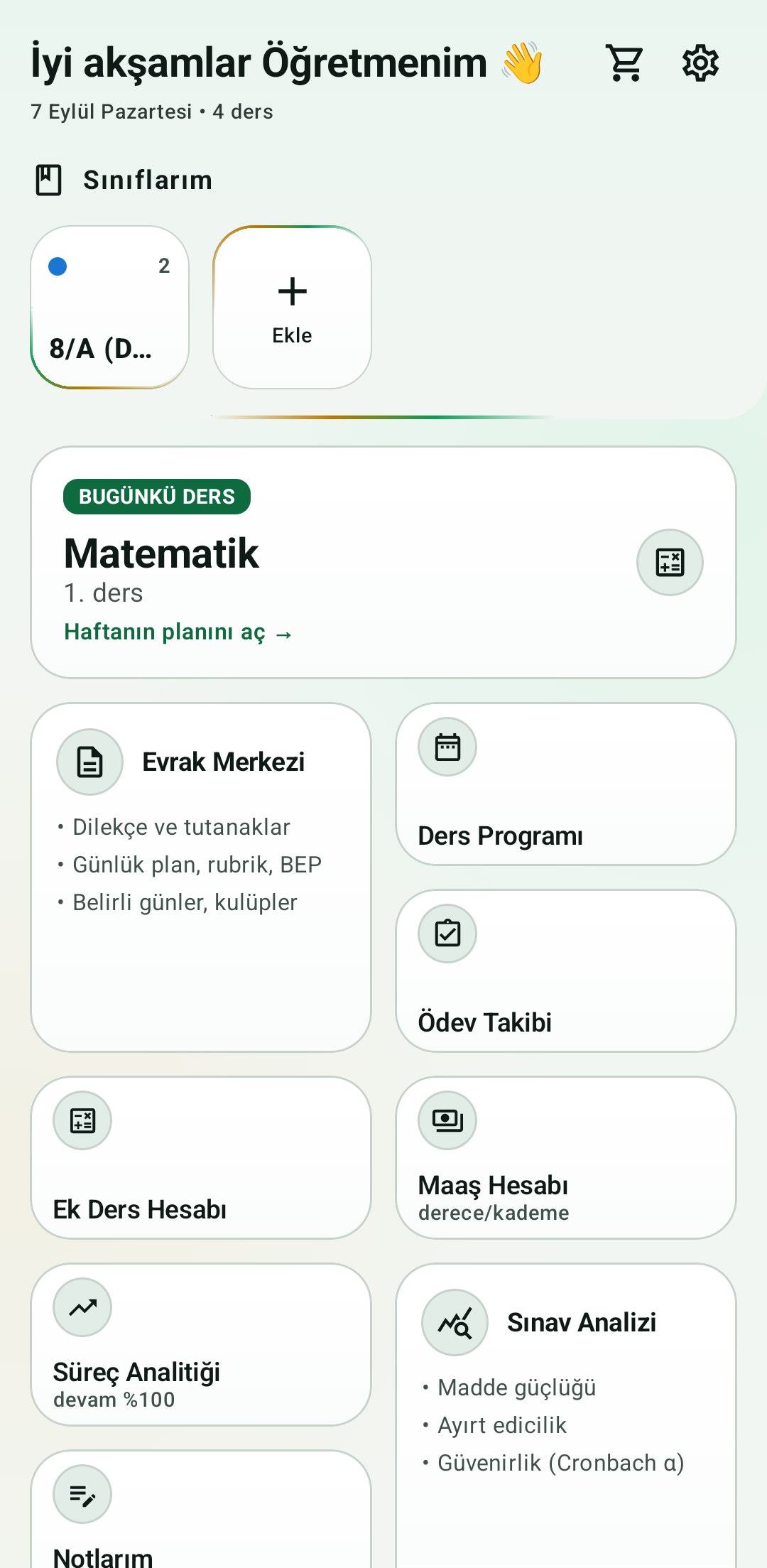 Öğretmen Asistanı ekranı 1